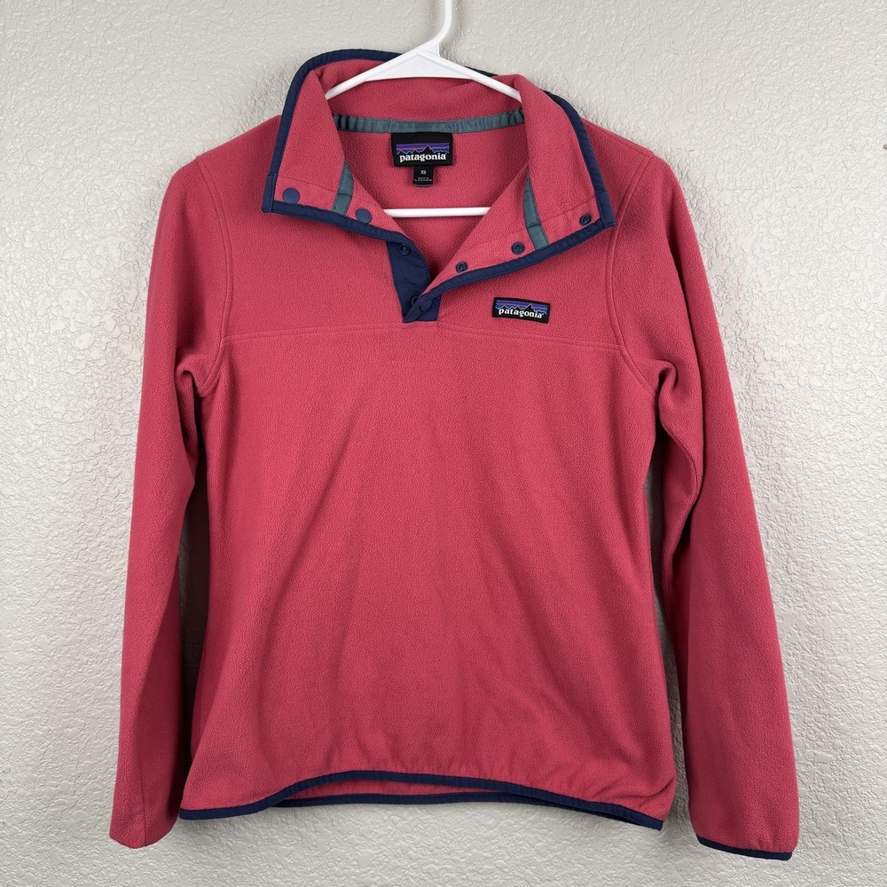 Patagonia Sweater Womens XS Pink Snap-T Pullover Fleece Quarter Snap Recycled